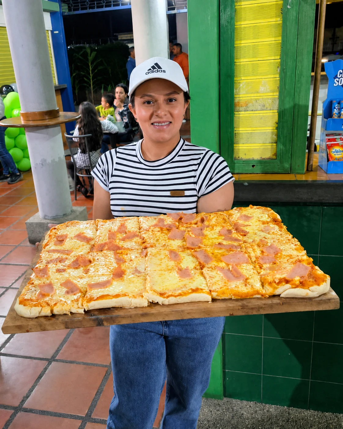 Pizza metro lista para servir